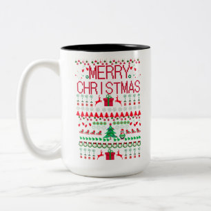 Tasse 2 Couleurs Conception de pull moche de Noël