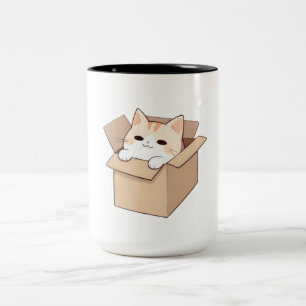 Tasse 2 Couleurs Conception de sticker Kawaii Chat Mignon dans une