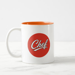 Tasse 2 Couleurs Conception de typographie de script de chef minima