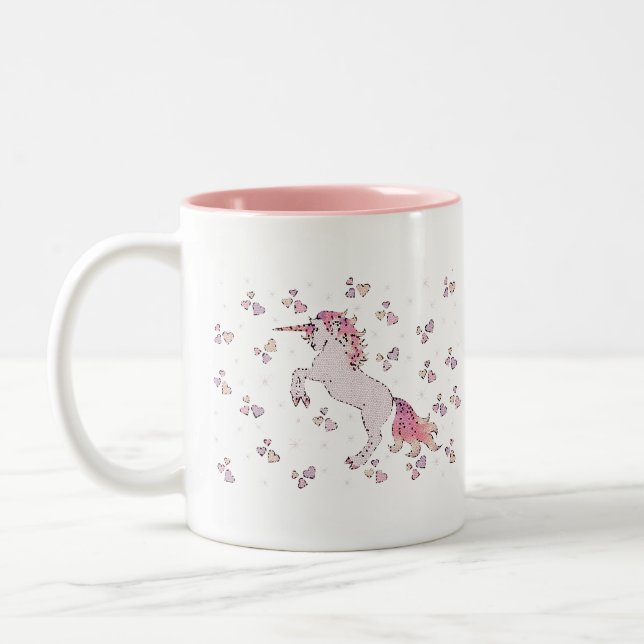 Tasse 2 Couleurs Conception de Unicorne rose magique (Gauche)