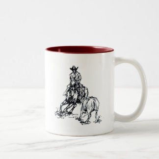Tasse 2 Couleurs Conception occidentale de croquis de cheval de