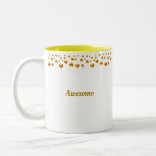 Tasse 2 Couleurs Confettis dorés et texte personnalisé sur fond bla
