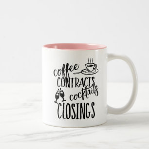Tasse 2 Couleurs Contrats de café Cocktails Fermeture Immobilier
