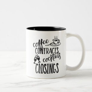 Tasse 2 Couleurs Contrats de café Cocktails Fermeture Immobilier