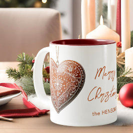 Tasse 2 Couleurs Cookie de Noël rustique Décoré traditionnel
