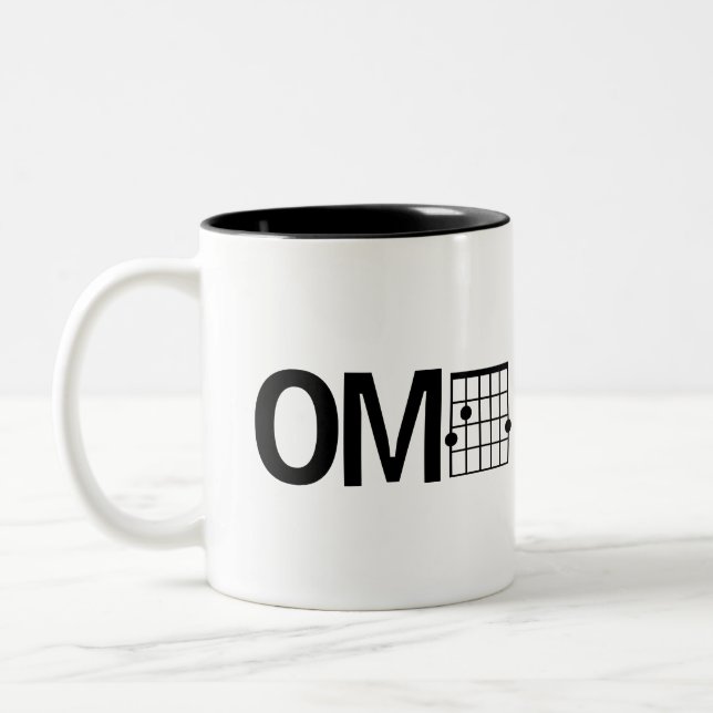 Tasse 2 Couleurs Cool Humour OMG Guitare G Major Chord (Gauche)