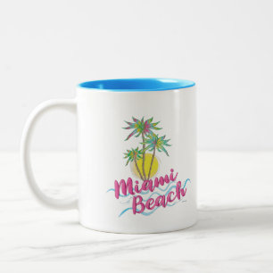 Tasse 2 Couleurs Cool Pink-Miami-Plage-Floride Graphic Cof à deux t