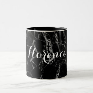 Tasse 2 Couleurs Copie de marbre noire classique nommée faite sur