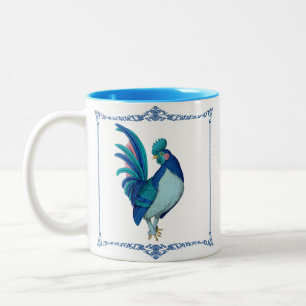 Tasse 2 Couleurs Coq de Ferme de Campagne Française Bleu Sarcelle R
