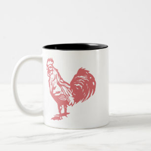 Tasse 2 Couleurs Coq Rouge de Style Presse à Caractères