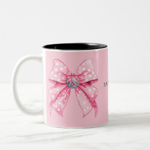 Tasse 2 Couleurs Coquette Girinine Disco Ball Pink Bow