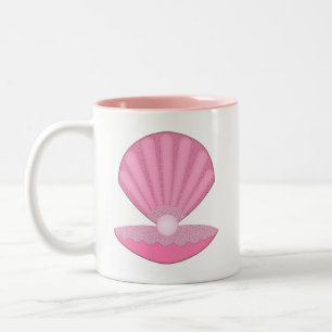 Tasse 2 Couleurs Coquille d'huître et perle de bébé fille rose