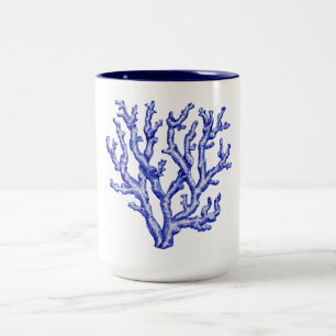 Tasse 2 Couleurs Corail bleu et blanc