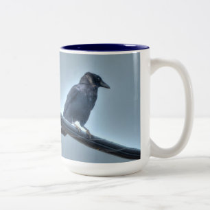 Tasse 2 Couleurs Corbeau noir sur une Powerline gothique, celtique,