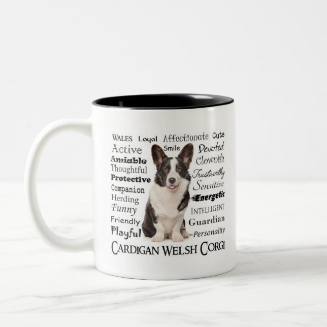 Tasse 2 Couleurs Corgi Traits (Gauche)