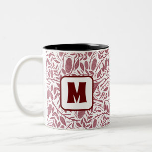 Tasse 2 Couleurs Cosy Retro Rouge Noël Personnalisé Monogramme