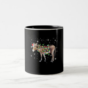 Tasse 2 Couleurs Couleur des lumières de Noël de l'âne    Cadeau
