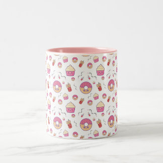 Tasse 2 Couleurs Couleur pastel Donut Kawaii Cute Cupcake