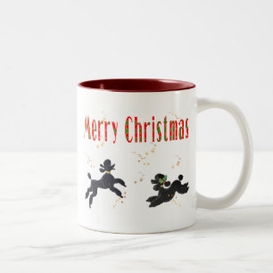 Tasse 2 Couleurs Coupe Black Poodles de Noël