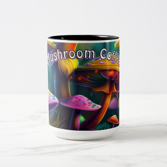 Tasse 2 Couleurs Coupe Imaginaire Champignons Café (Centre)