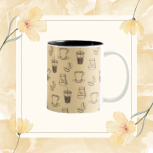 Tasse 2 Couleurs Coupe vintage de café de café de café Motif de caf
