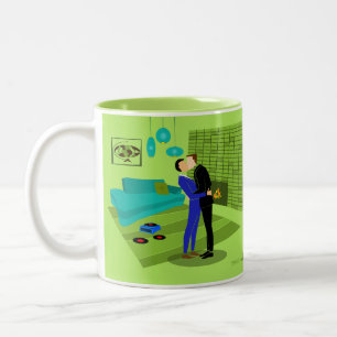 Tasse 2 Couleurs Couple gay rétro dans l'amour