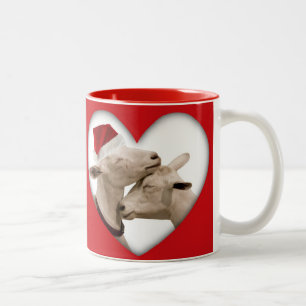 Tasse 2 Couleurs Couples mignons de chèvre de Noël