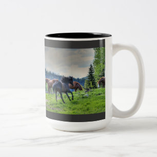 Tasse 2 Couleurs Courir Black Thoroughbred Percheron Horse Photo 3