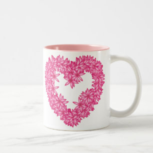 Tasse 2 Couleurs Couronne de coeur de fleurs - rose pétale