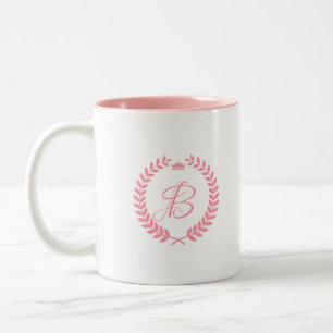Tasse 2 Couleurs Couronne De Laurel Rose Avec Monogramme