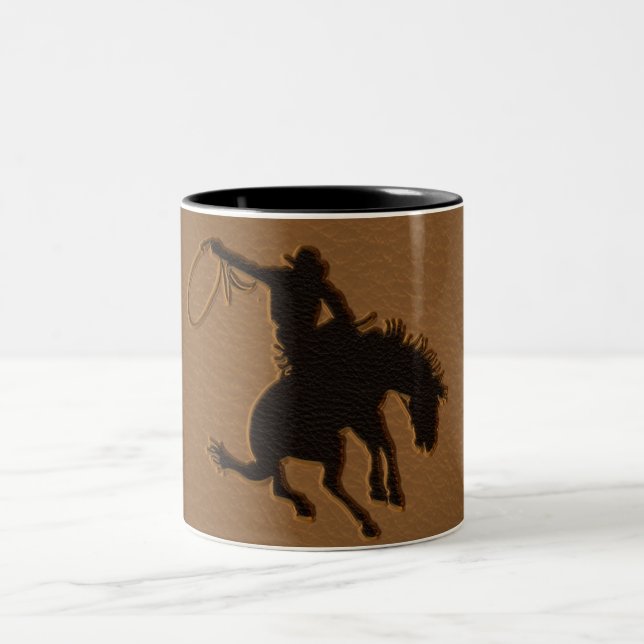 Tasse 2 Couleurs Cowboy de Leather Western Wild West Rustic (Centre)