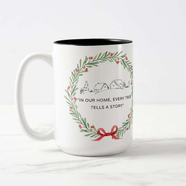 Tasse 2 Couleurs Cozy Village Wreath Tale (Gauche)