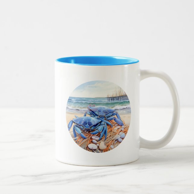 Tasse 2 Couleurs Crabe bleu (Droit)