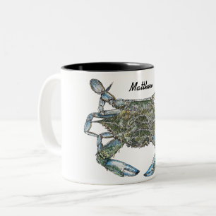Tasse 2 Couleurs Crabe bleu personnalisé