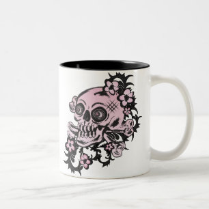 Tasse 2 Couleurs Crâne de tatouage rose