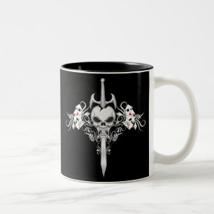 Tasse 2 Couleurs Crâne d'épée - noir