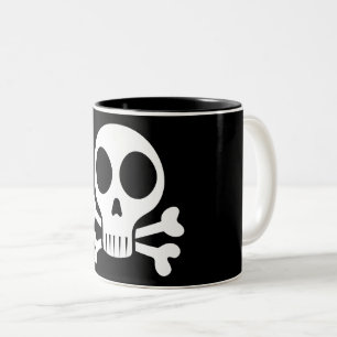 Tasse 2 Couleurs crâne effrayant sur fond noir