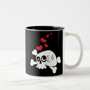 Tasse 2 Couleurs Crâne et coeurs