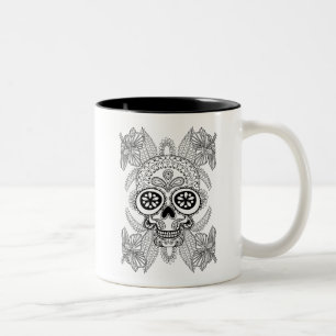 Tasse 2 Couleurs Crâne inspiré en fleurs