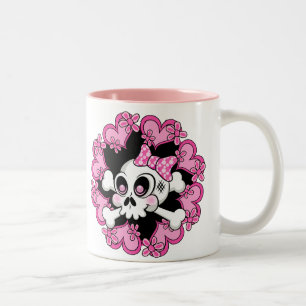 Tasse 2 Couleurs Crâne mignon et coeurs