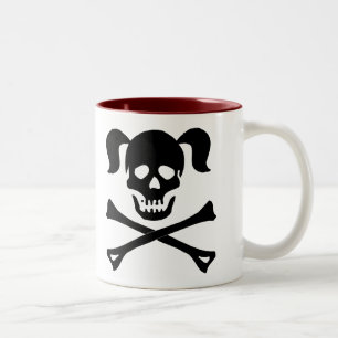 Tasse 2 Couleurs Crâne noir et os croisés avec des tresses