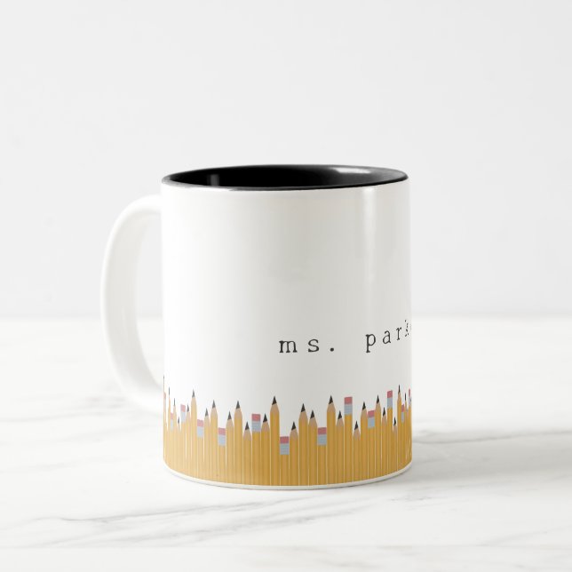 Tasse 2 Couleurs Crayons personnalisés (Devant gauche)