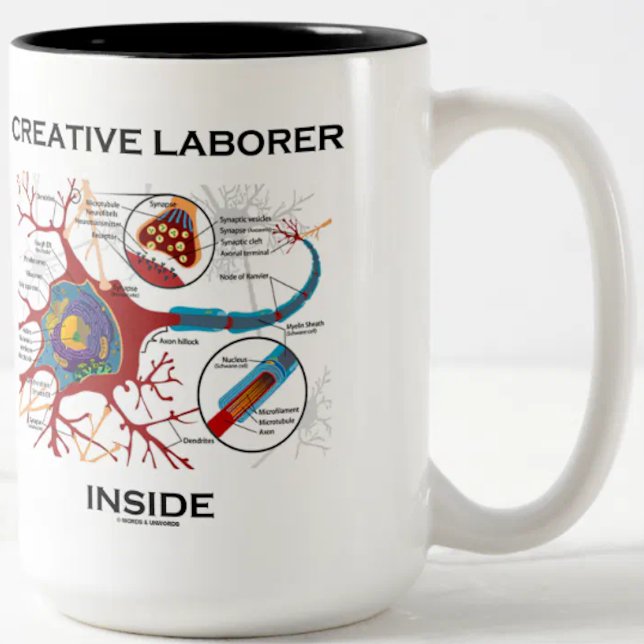 Tasse 2 Couleurs Creative Laborer Inside (Neuron / Synapse) (Are you a creative person? Here's a mug featuring a neuron/synapse for the creative laborer!)