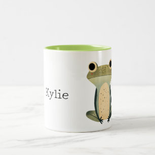 Tasse 2 Couleurs Crème Olive Green Frog Nom
