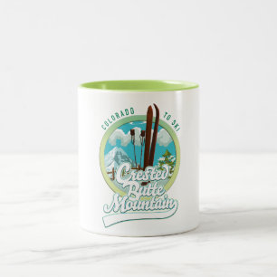 Tasse 2 Couleurs Crested Butte Mountain Colorado Ski logo