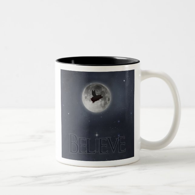 Tasse 2 Couleurs Crois-porc volant nocturne (Droit)