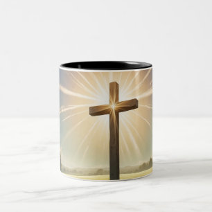 Tasse 2 Couleurs Croix dans un champ, Inspiration chrétienne concep