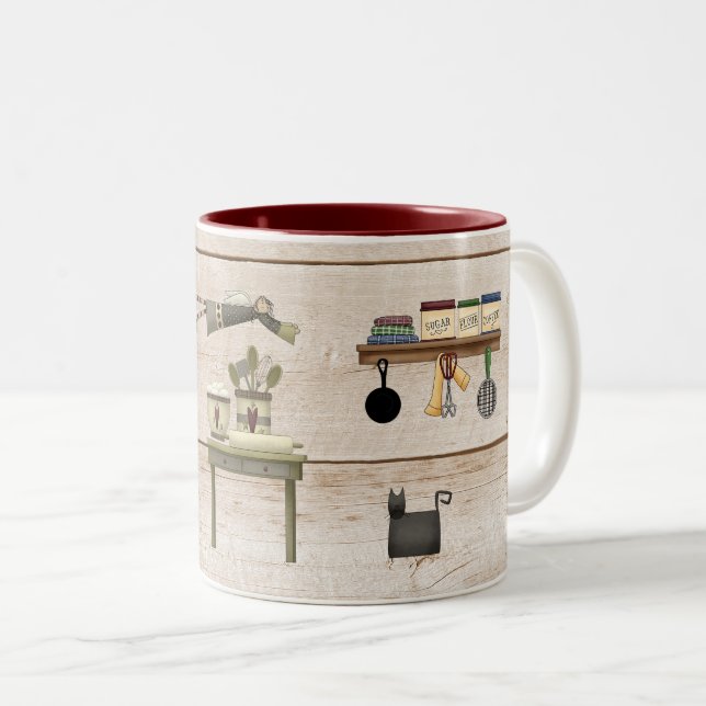 Tasse 2 Couleurs Cuisine de campagne primitive (Devant droit)