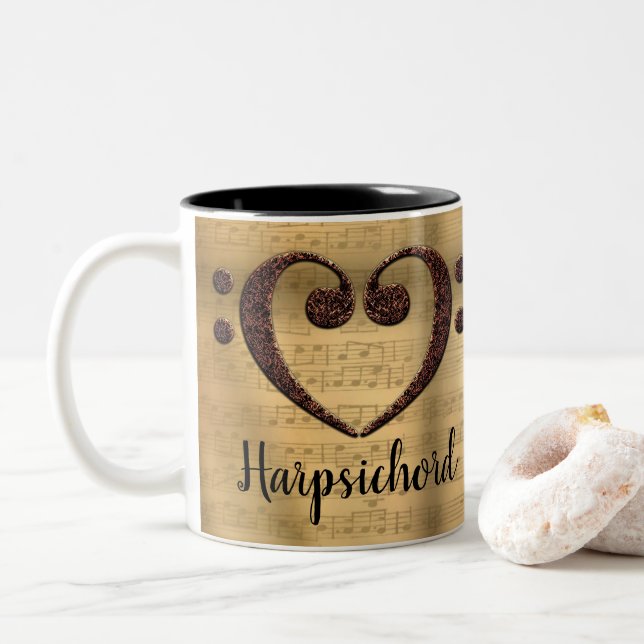 Tasse 2 Couleurs Cuivre Double basse Clé Coeur Harpsichord (Avec donut)