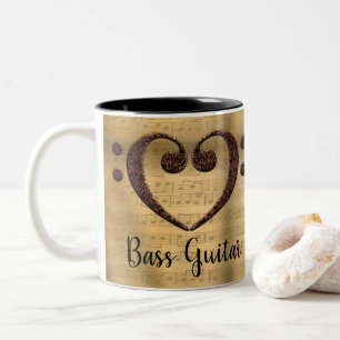 Tasse 2 Couleurs Cuivre Double basse Clef Heart Bass Guitare